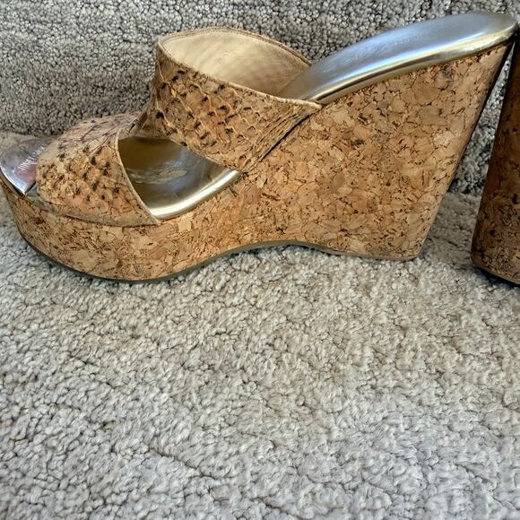 Jimmy Choo Porter Cork Wedge Sandals Size 35 (Women’s US 5) - Picture 9 of 12